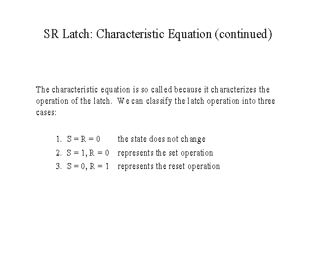 Sr Latch Characteristic Equation Continued 5820